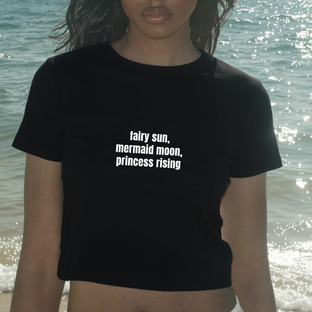 Fairy Sun, Mermaid Moon, Princess Rising Crop Top