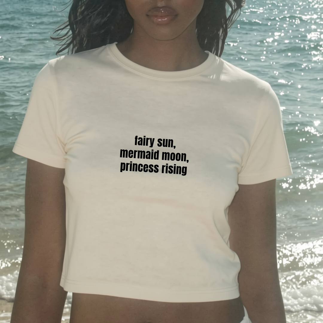 Fairy Sun, Mermaid Moon, Princess Rising Crop Top