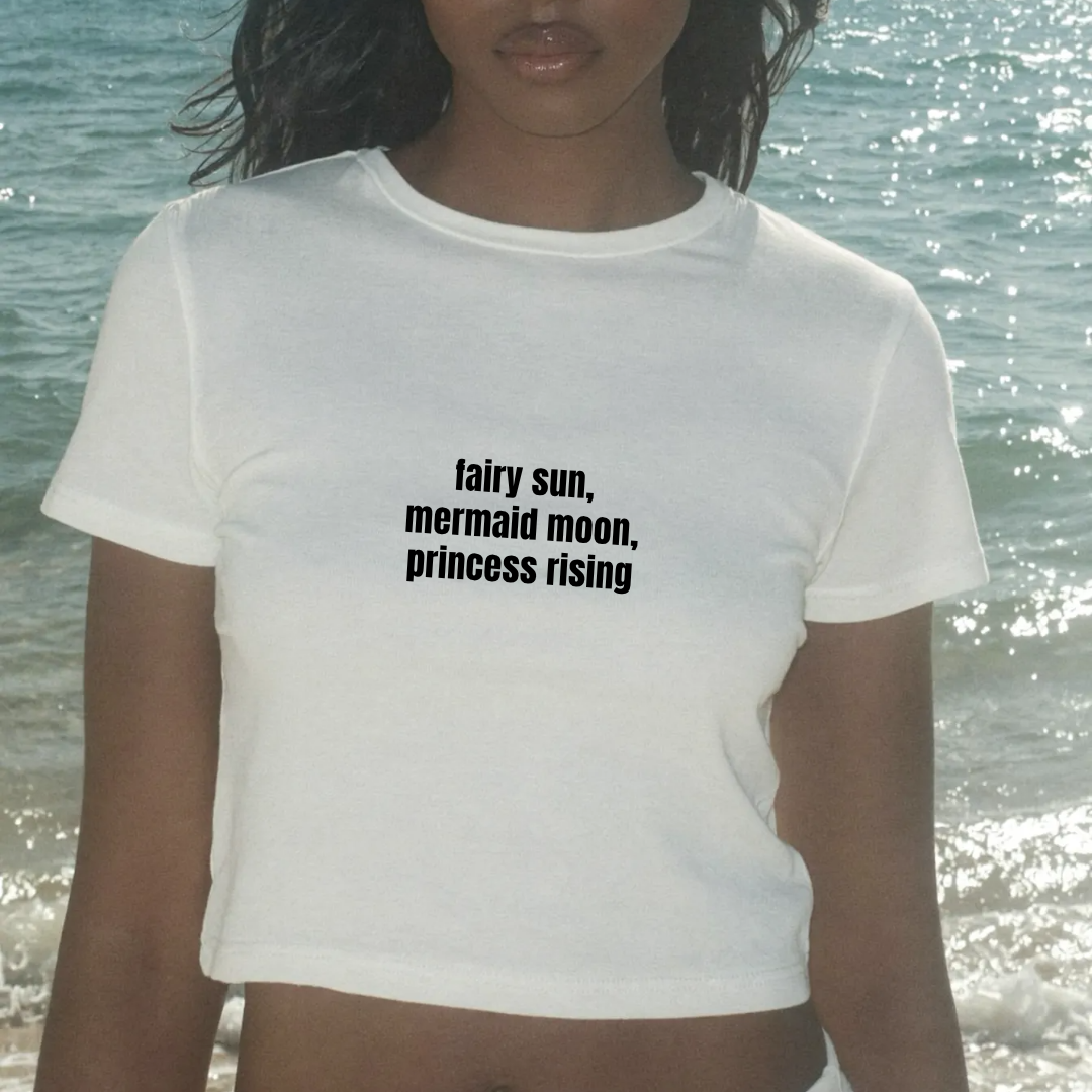 Fairy Sun, Mermaid Moon, Princess Rising Crop Top
